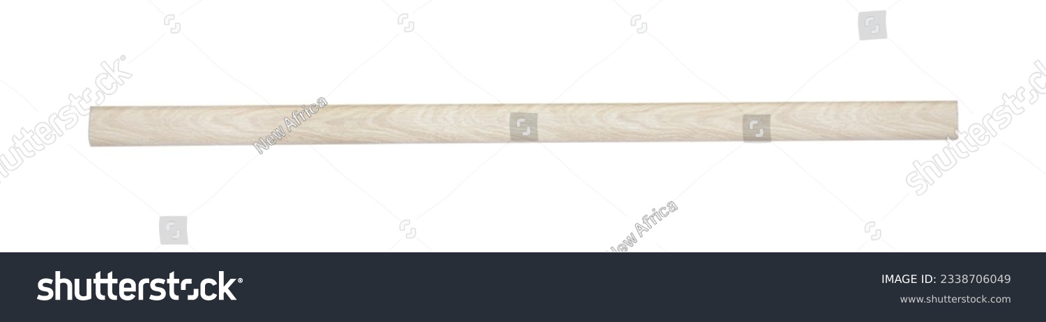 One piece of wooden baseboard isolated on white, top view #2338706049