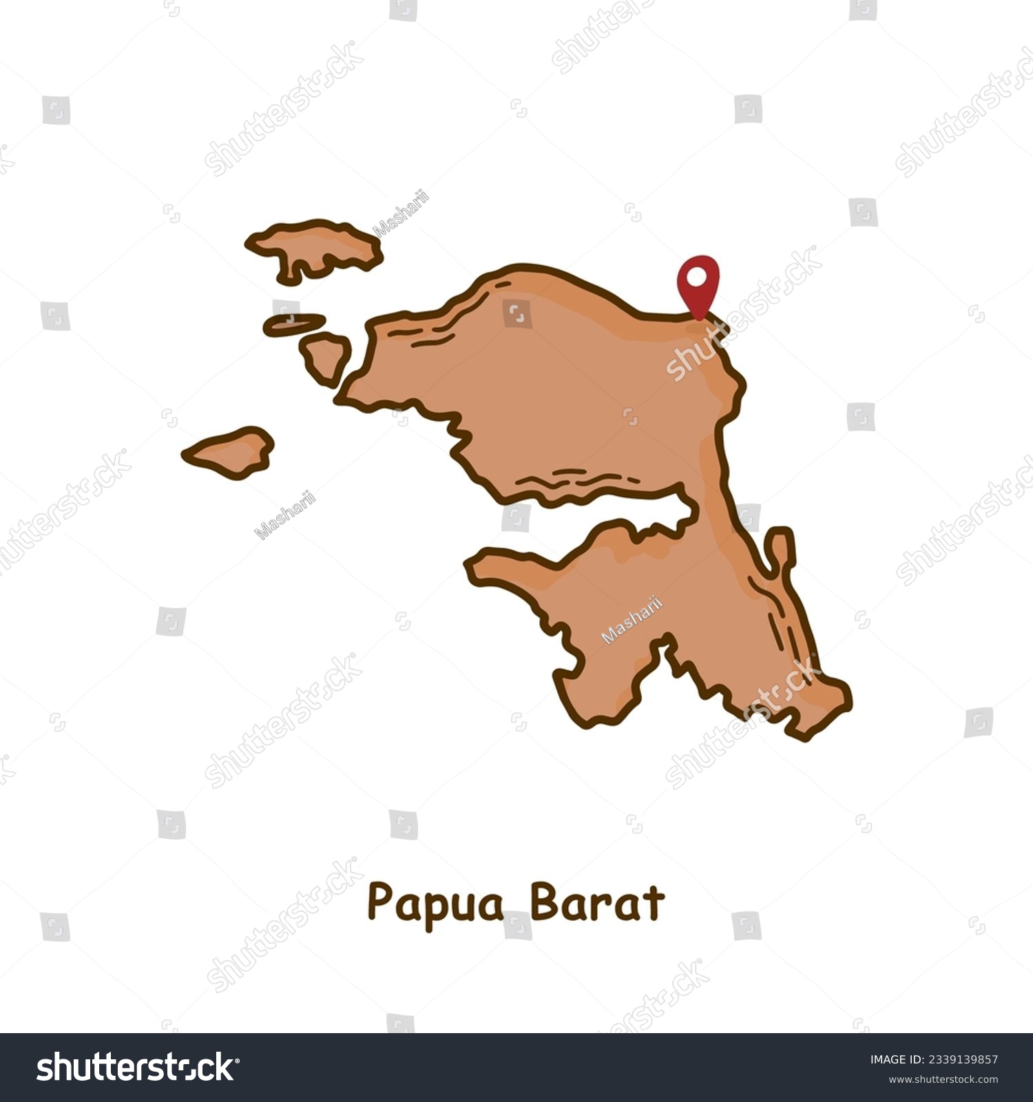 Hand Drawn Map of Papua Barat Province, - Royalty Free Stock Vector ...