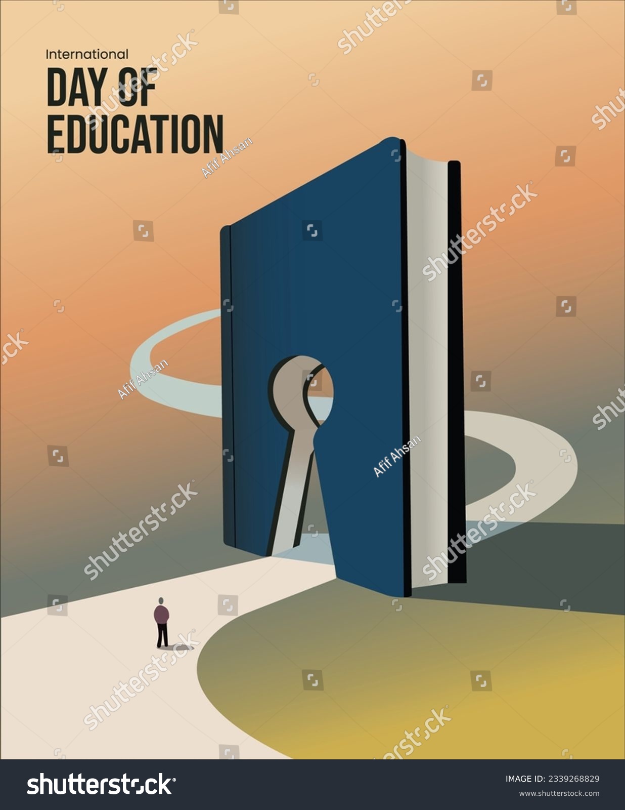 Success through knowledge, International day of Education, Educational success concept vector illustration for corporate, school, and library. Creative poster, banner, backdrop. #2339268829