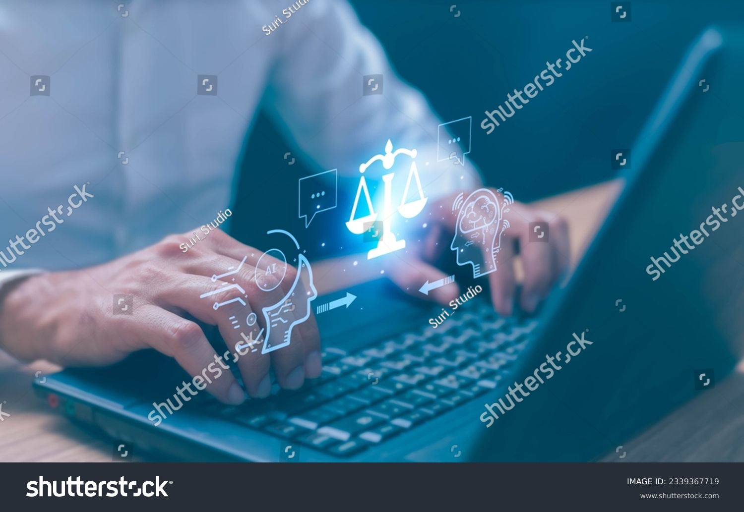 AI ethics or AI Law concept. Developing AI codes of ethics. Compliance, regulation, standard , business policy and responsibility for guarding against unintended bias in machine learning algorithms. #2339367719