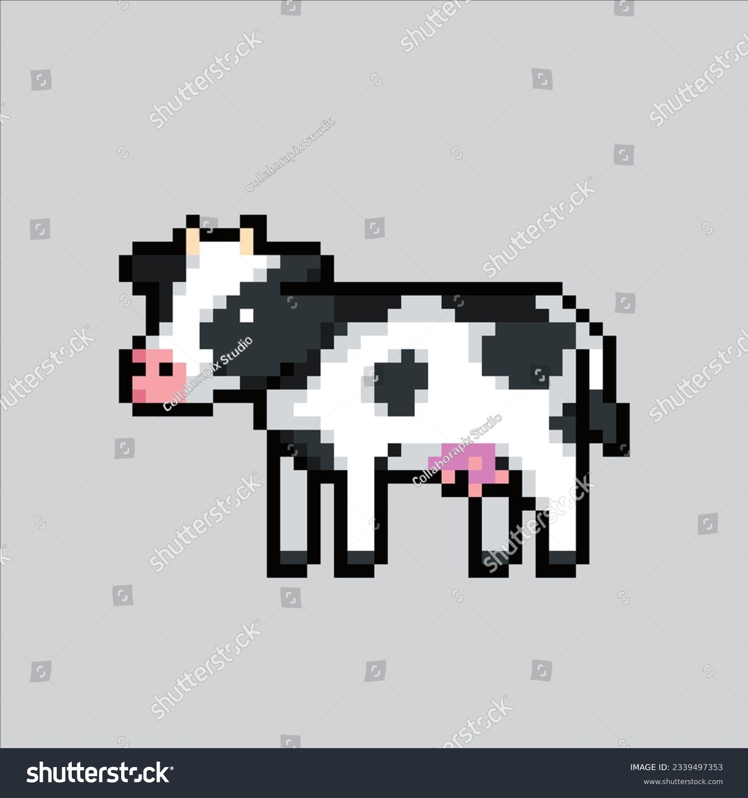 Pixel art illustration Cow. Pixelated Cow. Cute - Royalty Free Stock ...