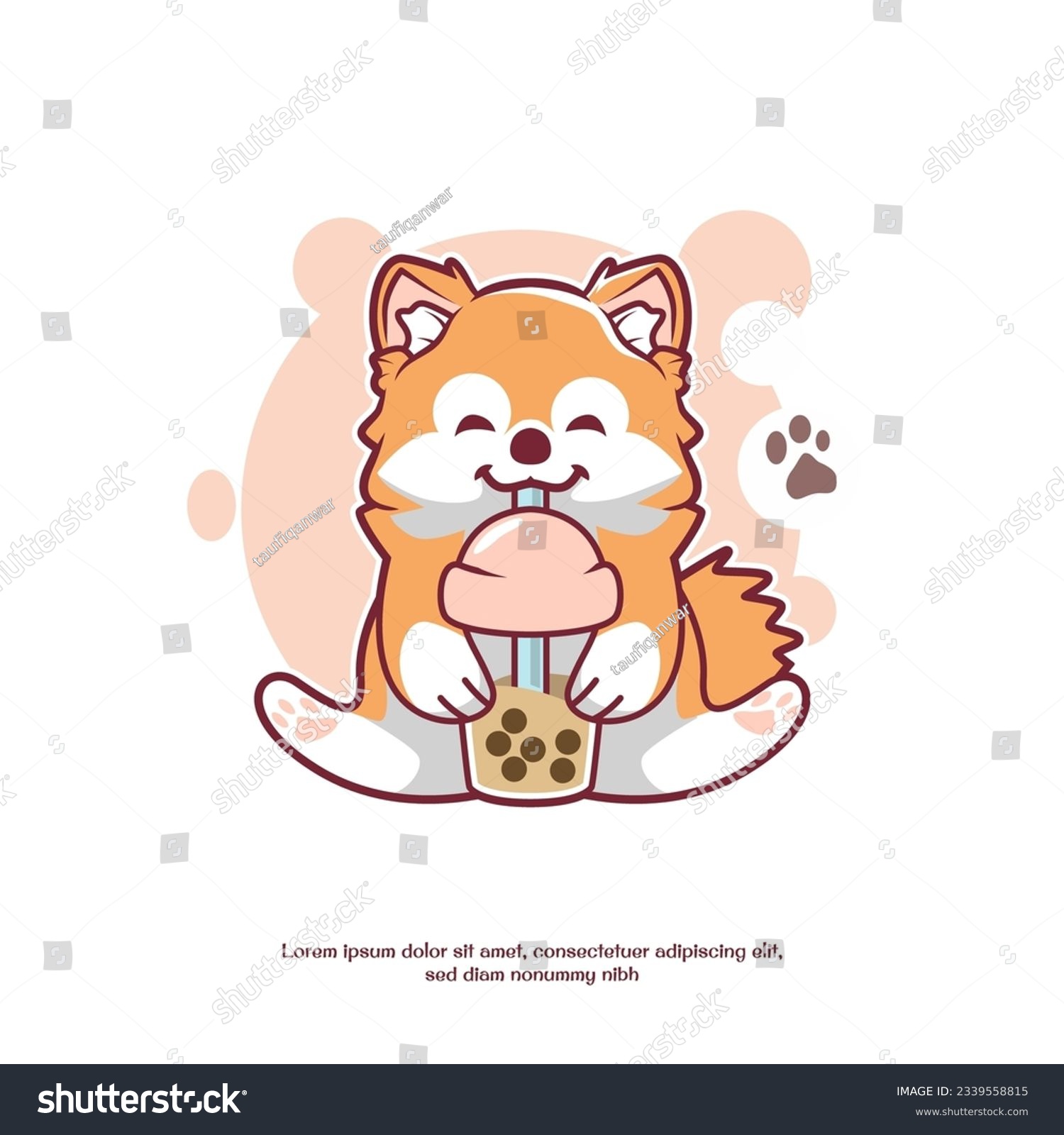 Cute Cartoon Pomeranian drinking boba tea - Royalty Free Stock Vector ...