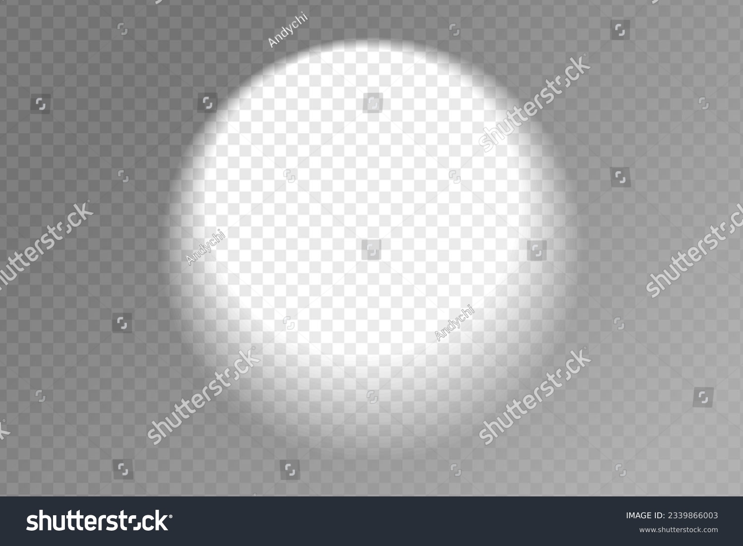 Flashlight frame overlay shadow. Spotlight mockup, lamp or lantern rays. Applicable for mockups. Shadow overlay effect. Vector illustration #2339866003