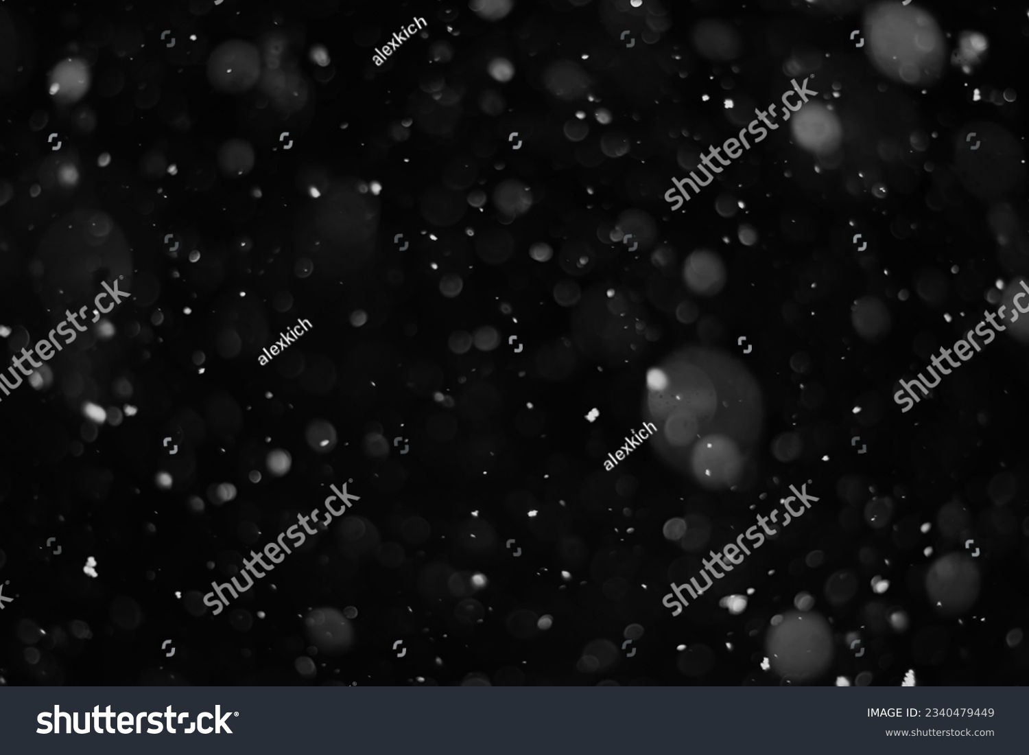 Snow on a black background. Snowflakes overlay. Snow background. #2340479449