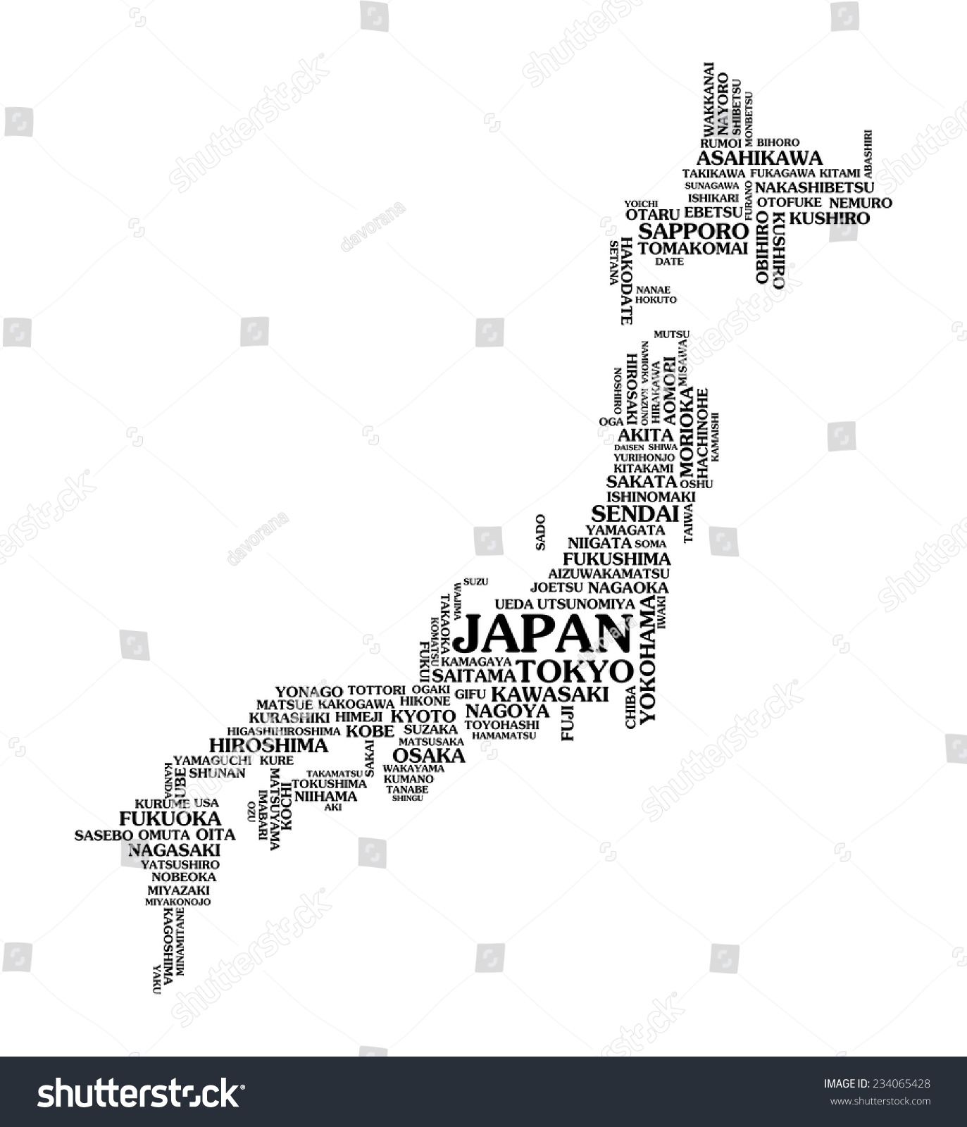 Japan City Map Cloud Concept Print National Royalty Free Stock Vector Avopix Com