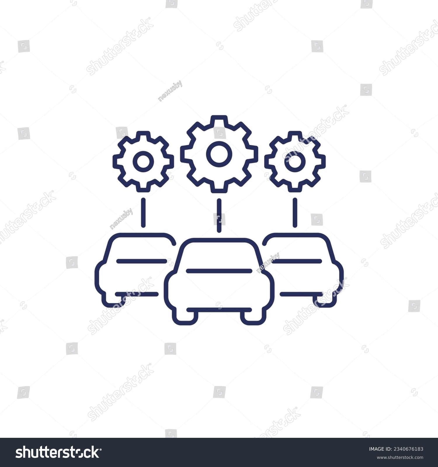 car fleet management line icon on white #2340676183