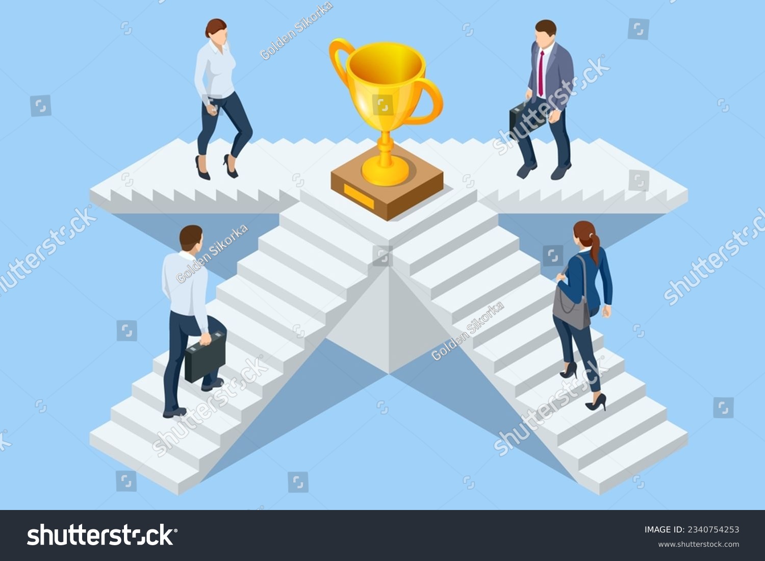 Isometric Goal And Target Achievement Concept. - Royalty Free Stock ...