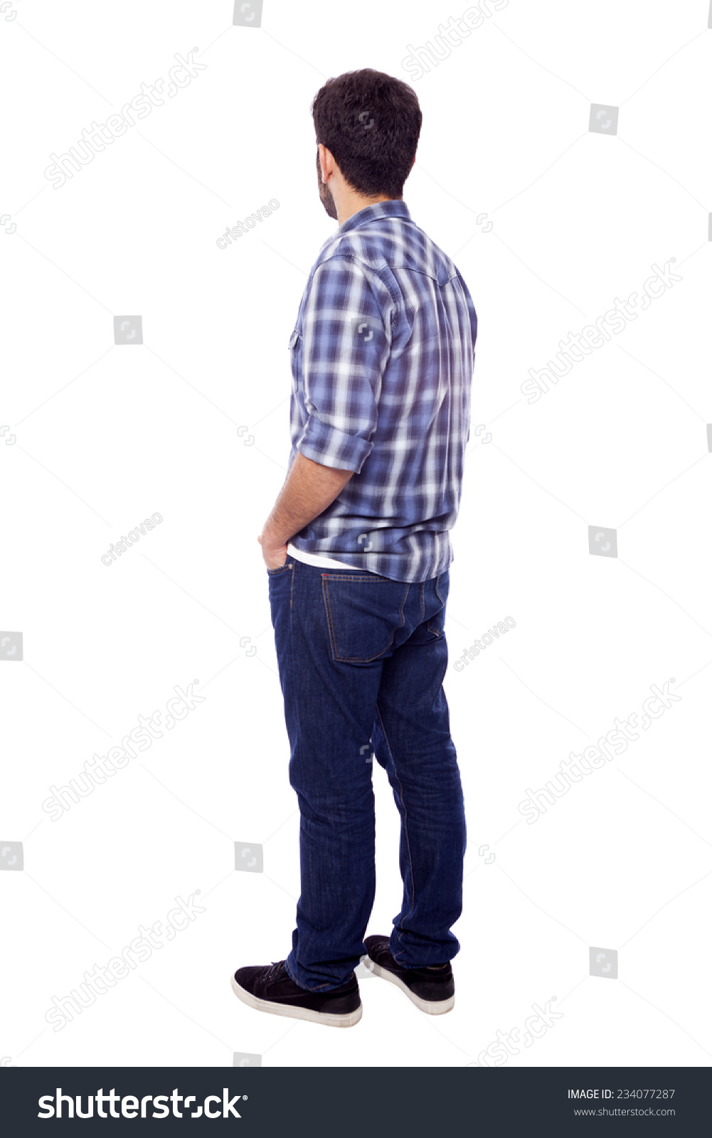 Back view of young casual man, isolated on white background #234077287