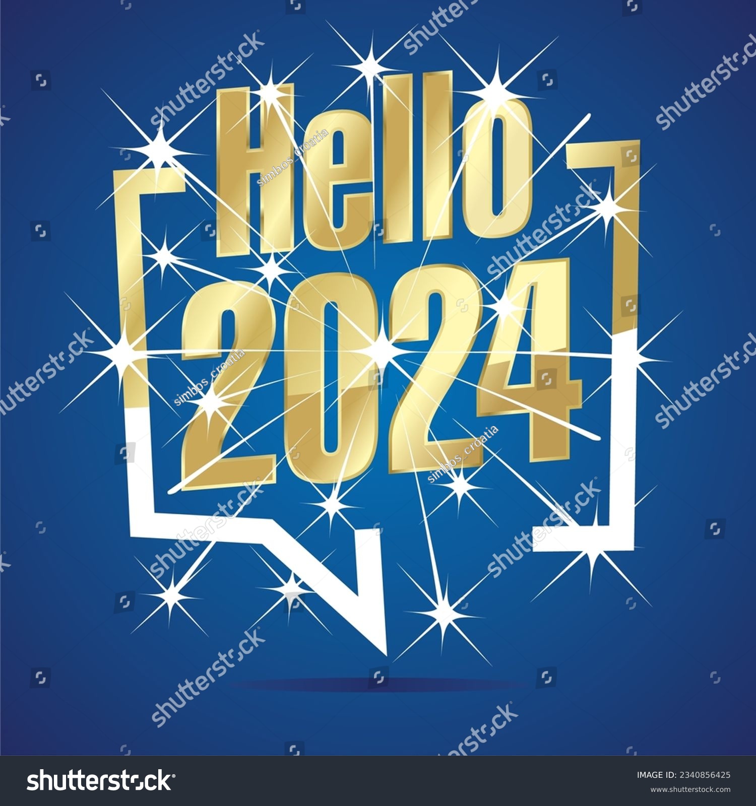 Hello 2024. New Year 2024 in speech brackets Royalty Free Stock