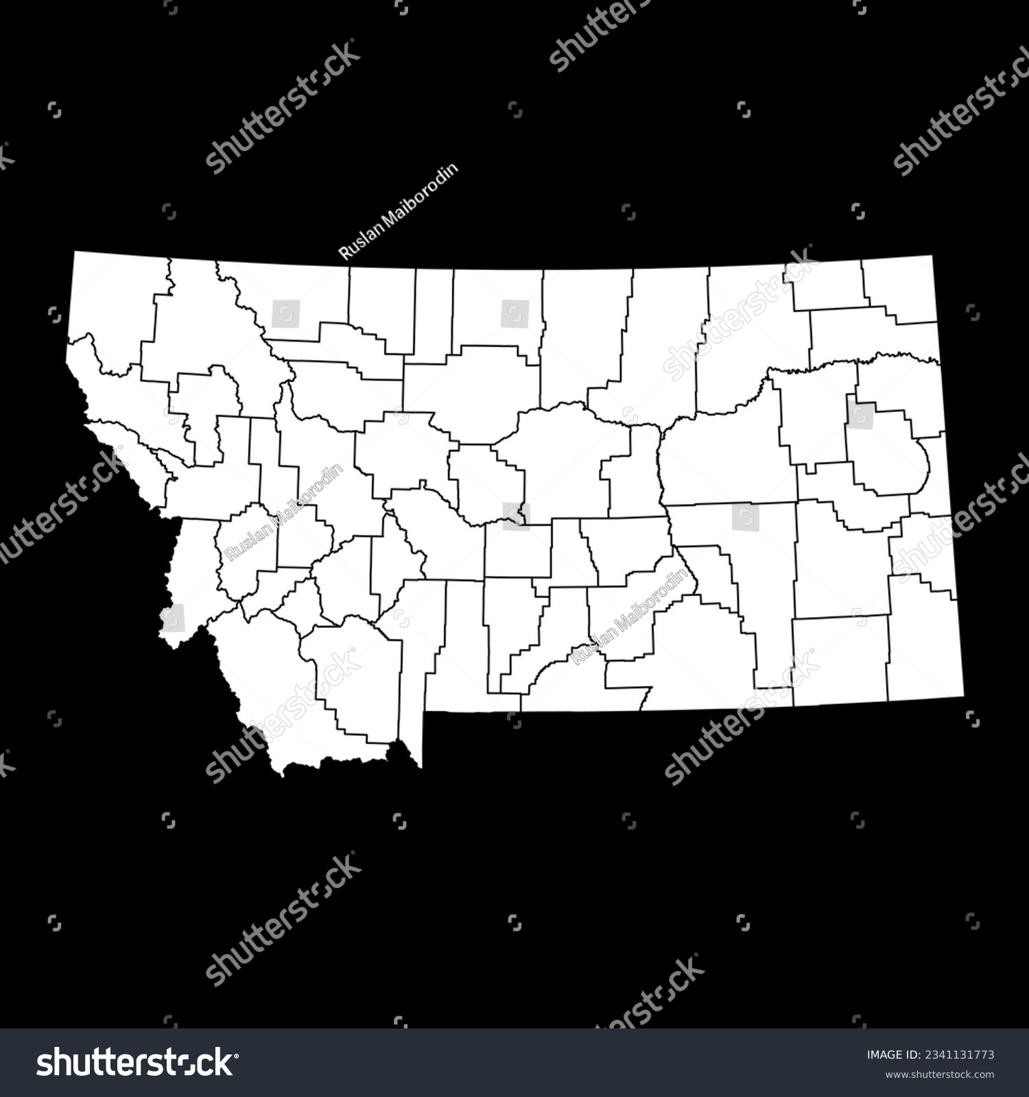 Montana state map with counties. Vector - Royalty Free Stock Vector ...