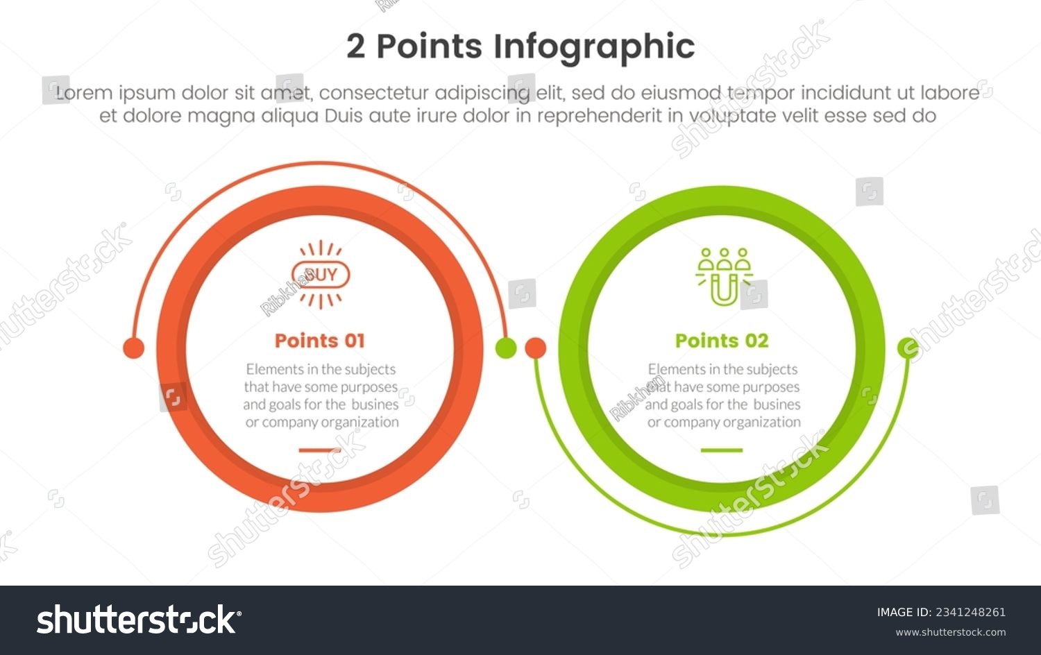 versus or compare and comparison concept for infographic template banner with big circle linked connection circular with two point list information #2341248261
