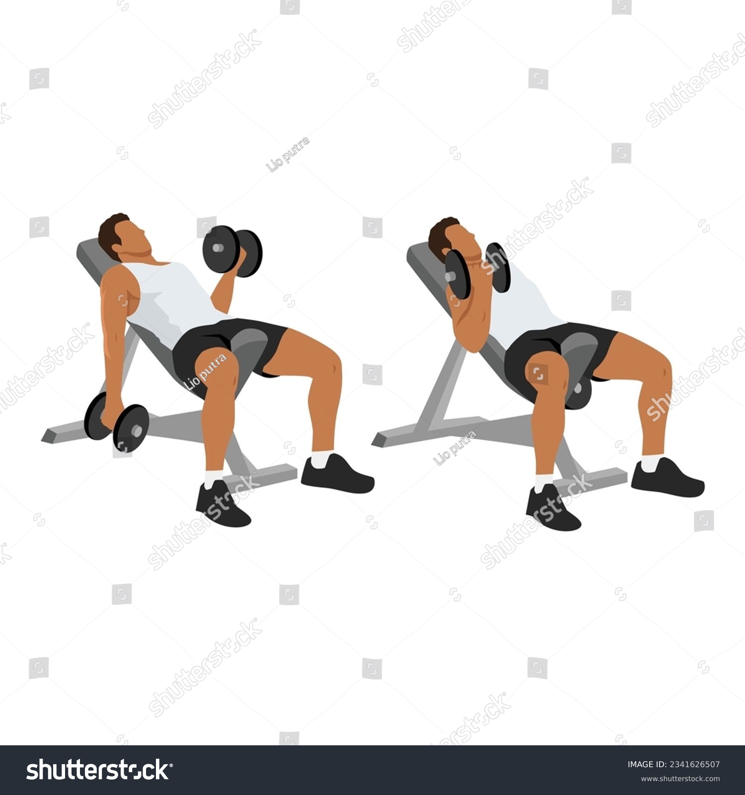 Man doing Seated alternating incline bench - Royalty Free Stock Vector ...