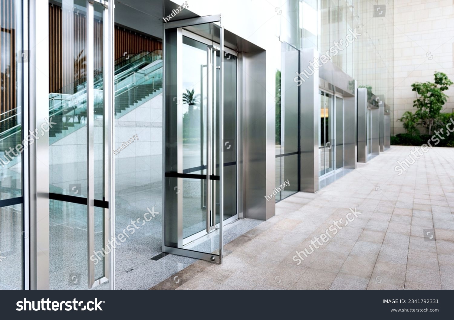 Glass door of modern office building #2341792331