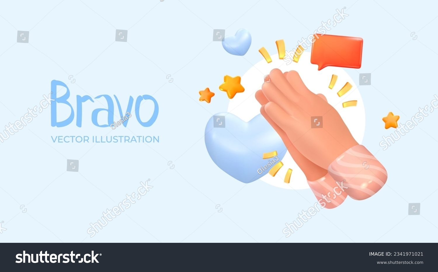 Applause. Hands applauding. In 3d style. Vector illustration #2341971021