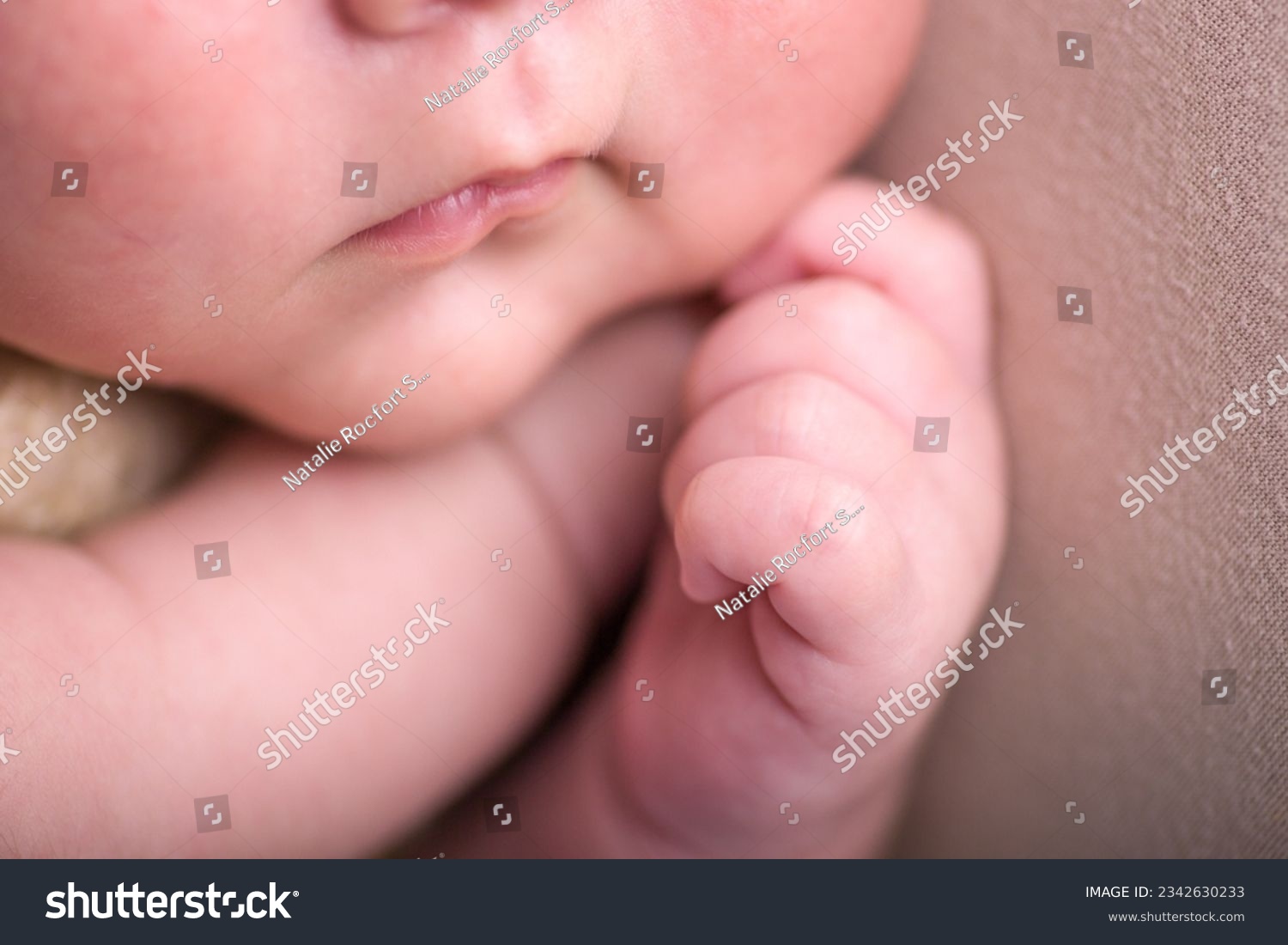 Newborn baby details macro photography toes fingers head lips ears #2342630233
