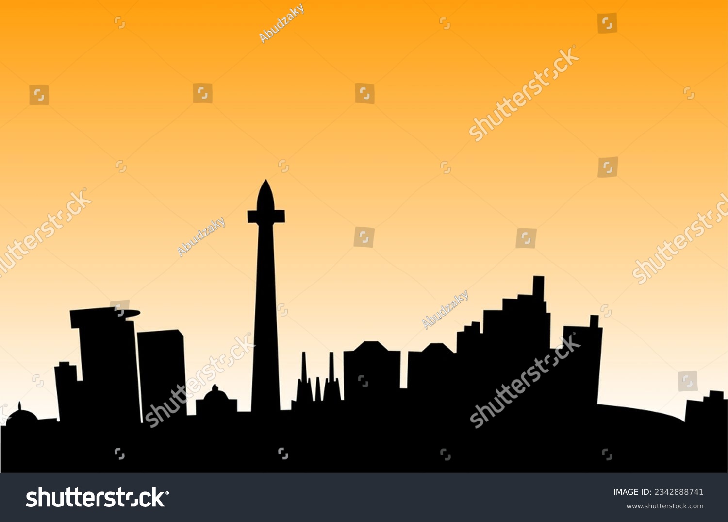 Jakarta - Indonesia, Monas Vector Silhouette - Royalty Free Stock ...