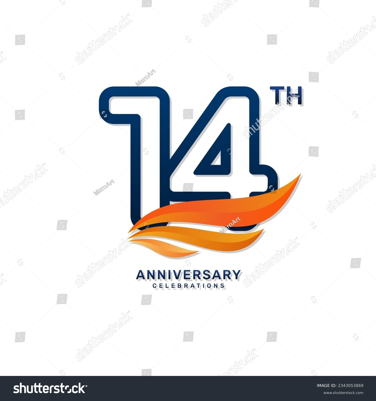 14th anniversary logo in a simple and luxurious - Royalty Free Stock ...