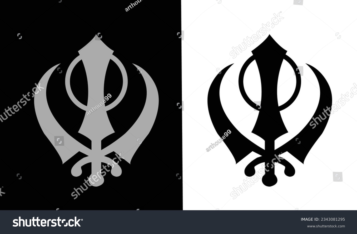 Sikhism Symbol Icon. Sikhism Religion Vector - Royalty Free Stock 