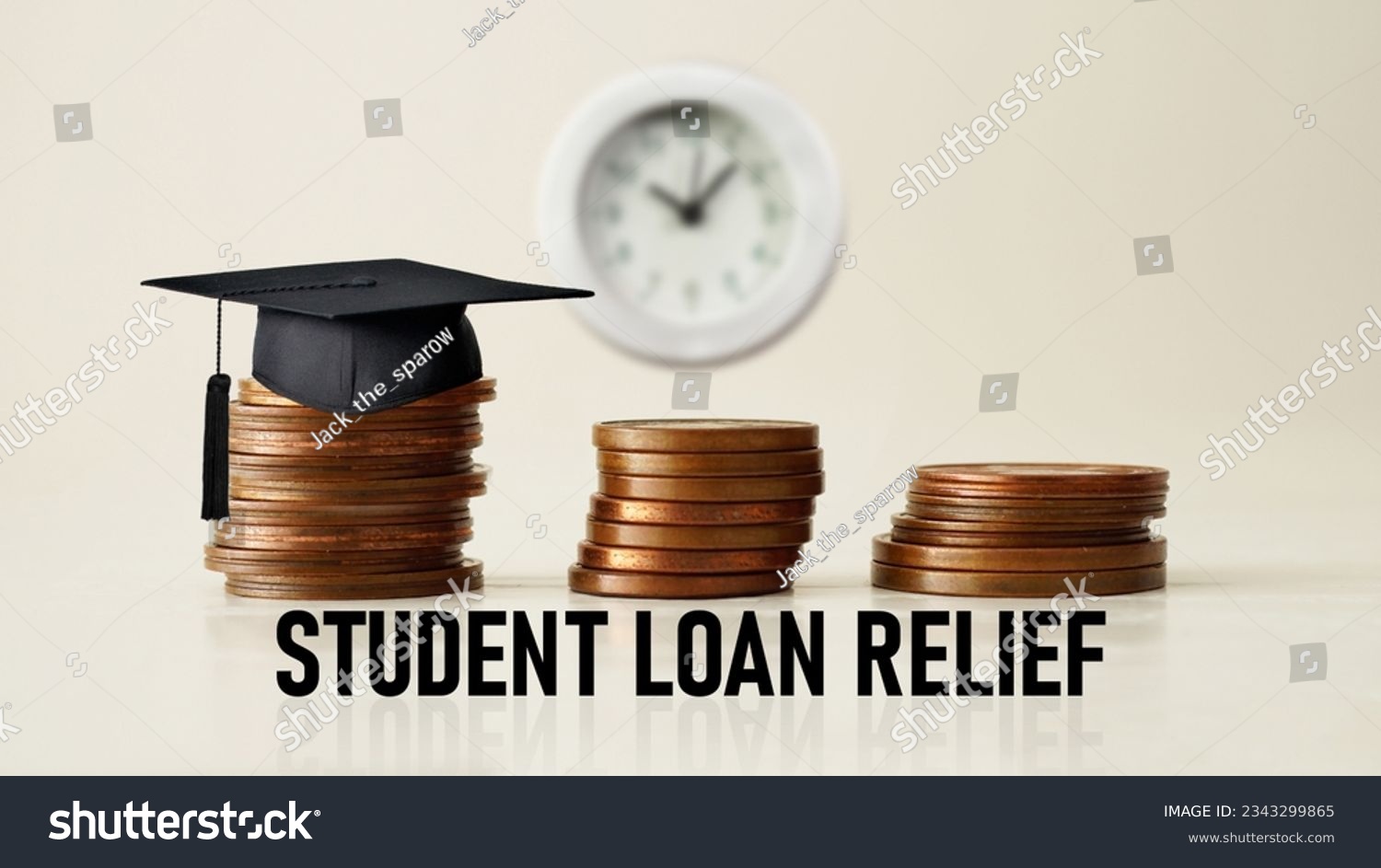 Student loan relief is shown using a text and photo of coins #2343299865