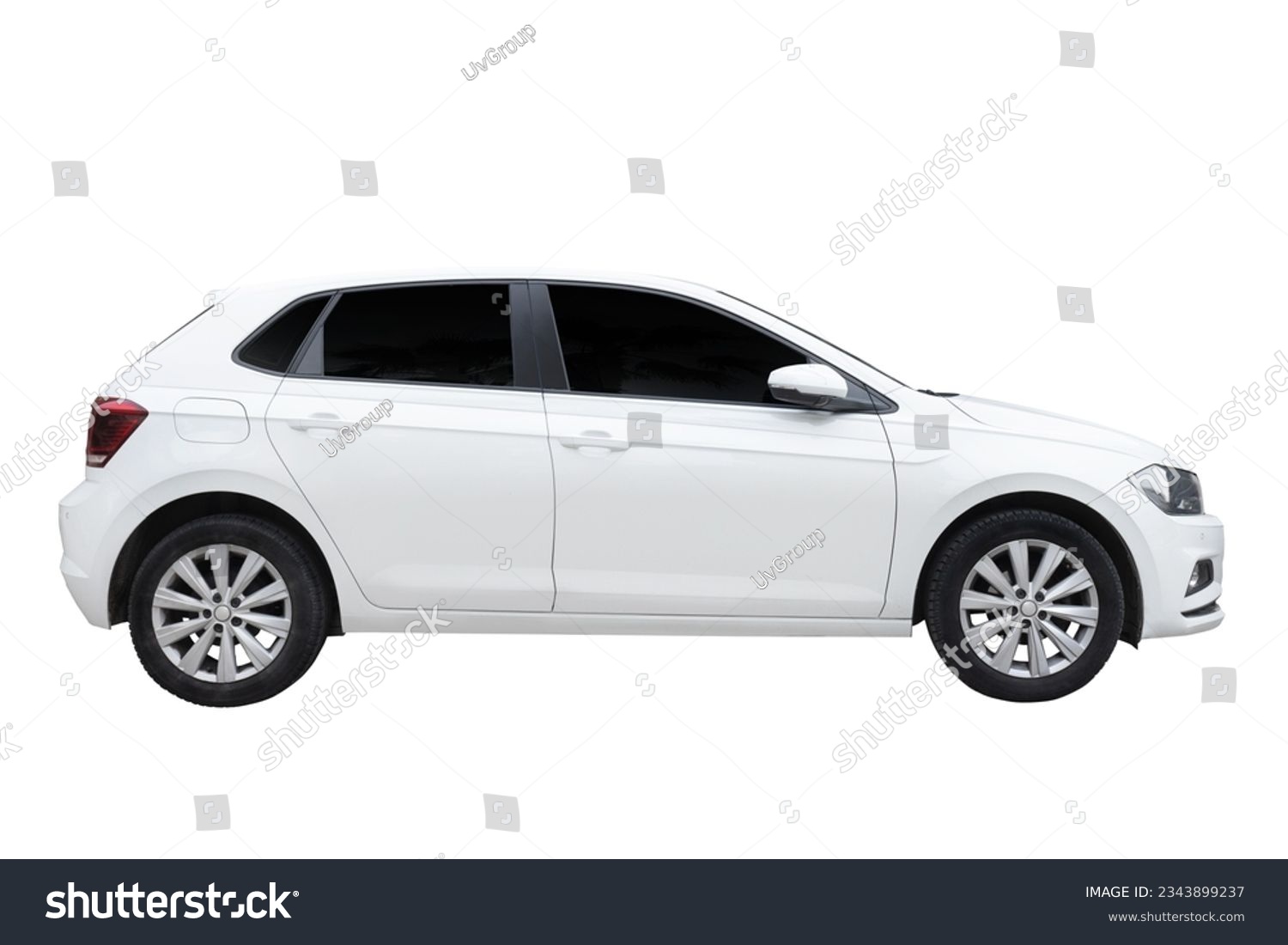 Passenger car isolated on a white background, with clipping path. Full Depth of field. Focus stacking, side view.  #2343899237