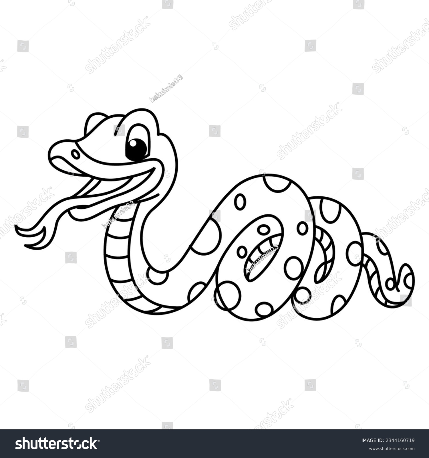 Funny Snake Cartoon Coloring Page - Royalty Free Stock Vector 