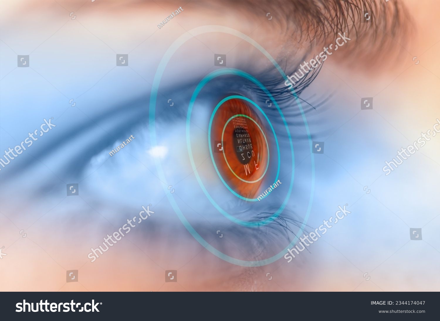 Close up of an eye and vision test #2344174047