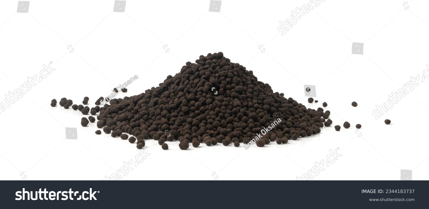 Granular Aquarium Soil Isolated, Natural Fish Tank Substrate, Black Organic Topsoil, Earth with Fertilizers, Soft Porous Granular Soil Suitable for Indoor Plants on White Background #2344183737