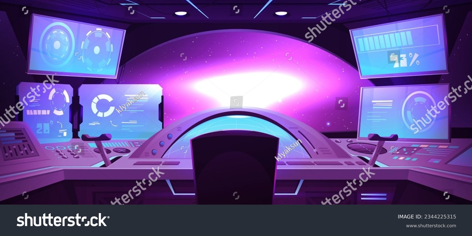 Spaceship cockpit inside and window cartoon - Royalty Free Stock Vector ...