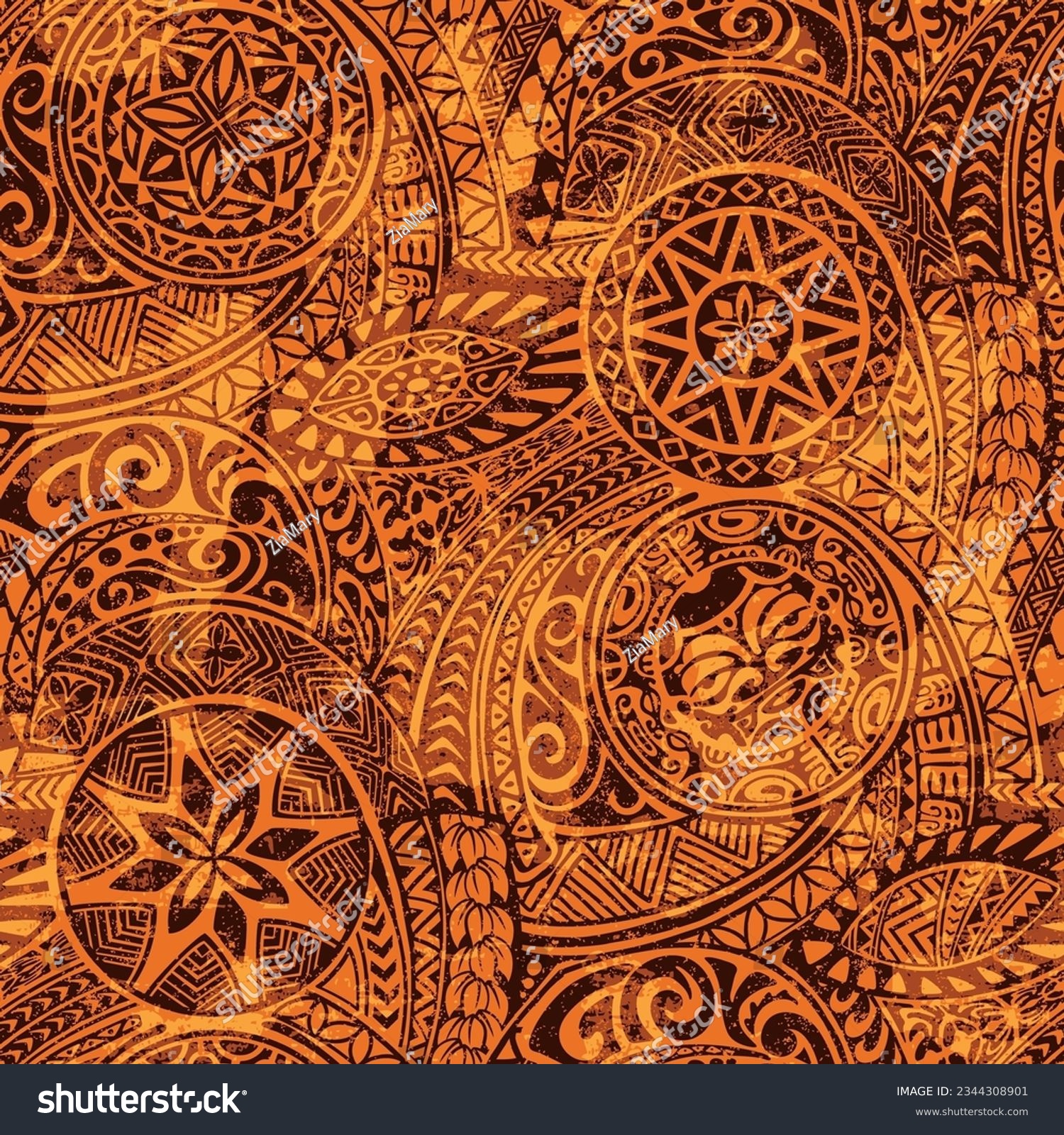 Polynesian hawaiian style tribal tattoo fabric - Royalty Free Stock ...