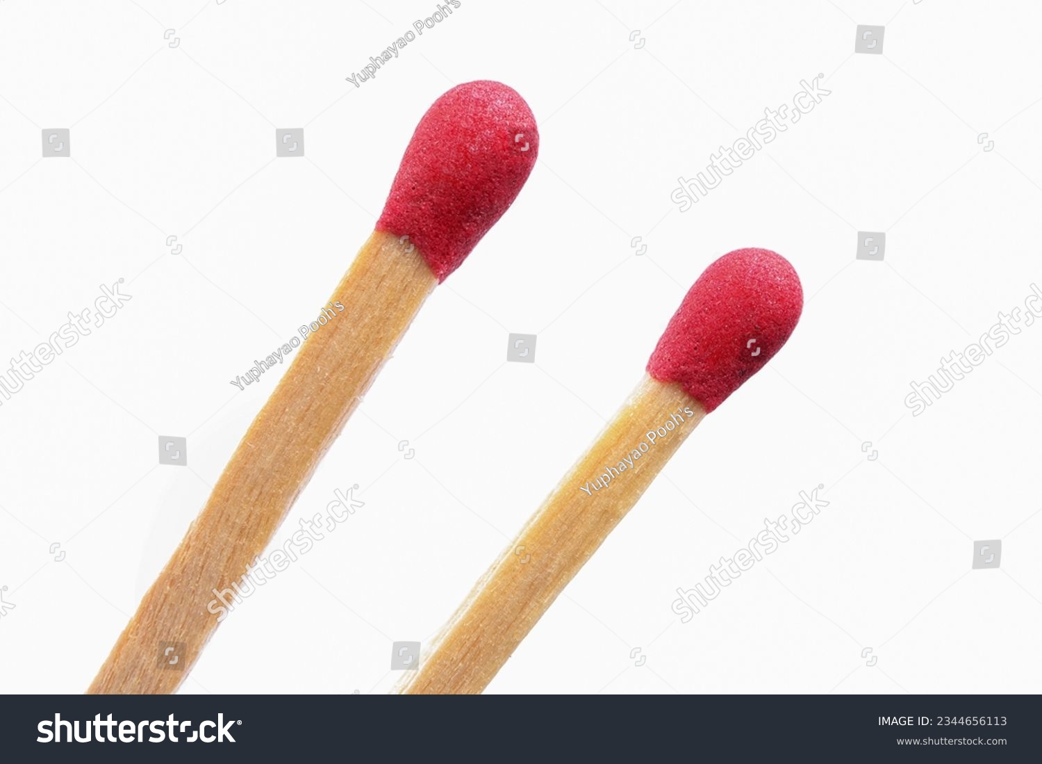 Close up of new matchsticks isolated on white background. match on white background #2344656113