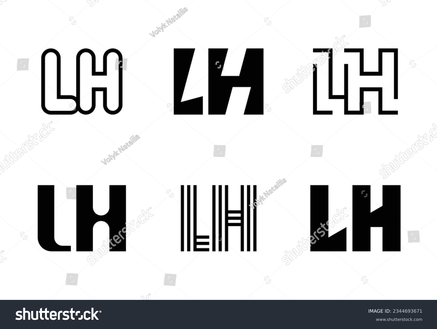 Set of letter LH logos. Abstract logos - Royalty Free Stock Vector ...