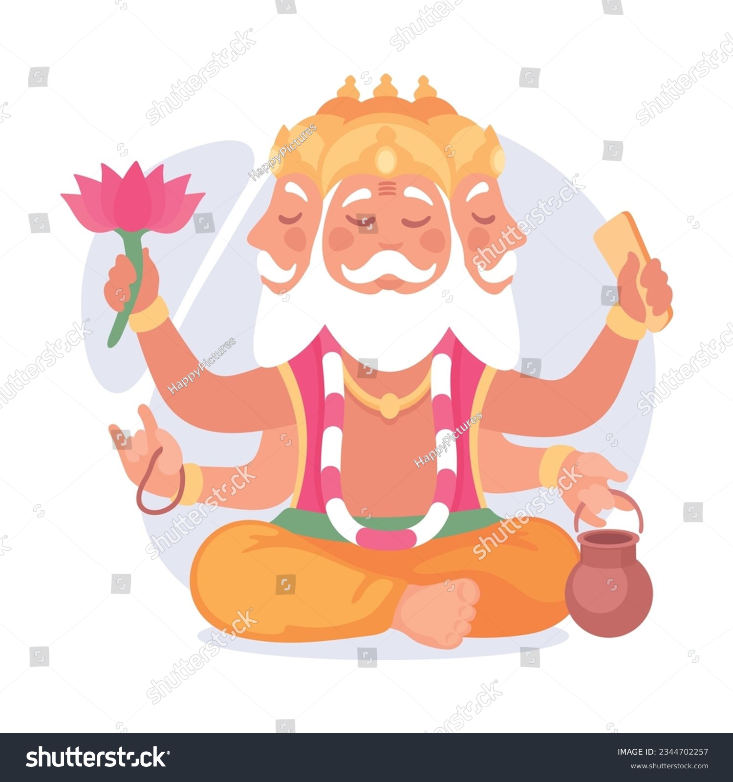 Ancient Indian Hindu Brahma God And Deity Vector - Royalty Free Stock ...