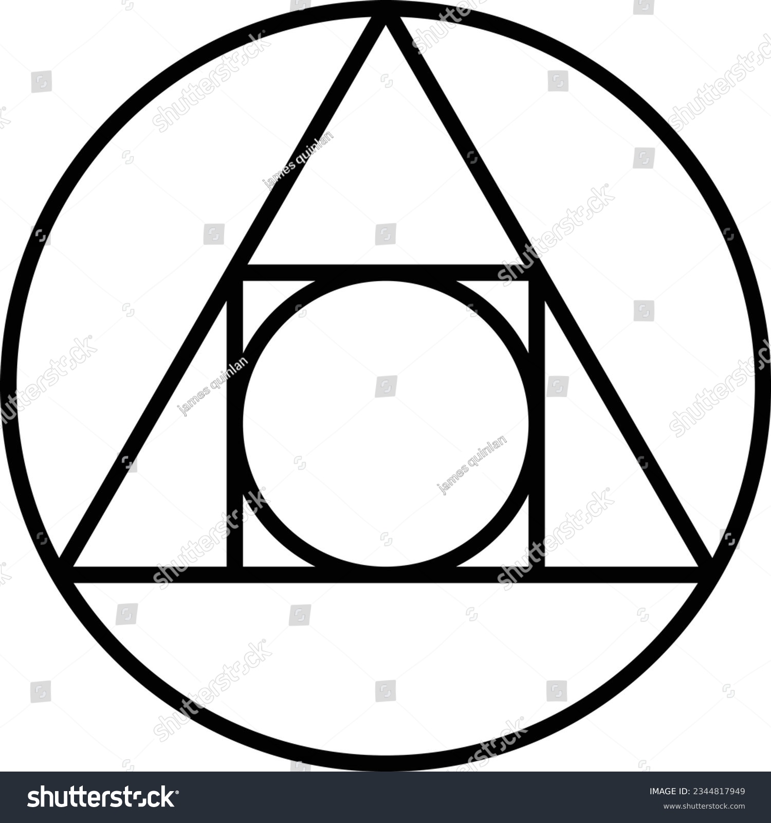 Squared Circle Symbol. Philosopher Stone - Royalty Free Stock Vector 