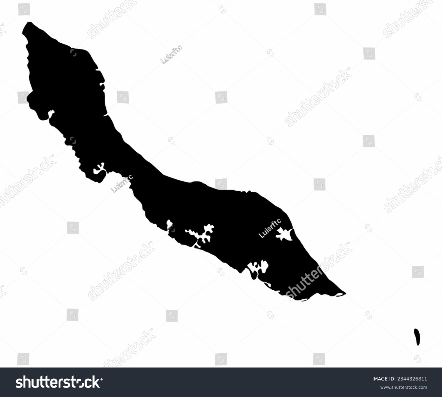 Curacao Island map silhouette isolated on white - Royalty Free Stock ...