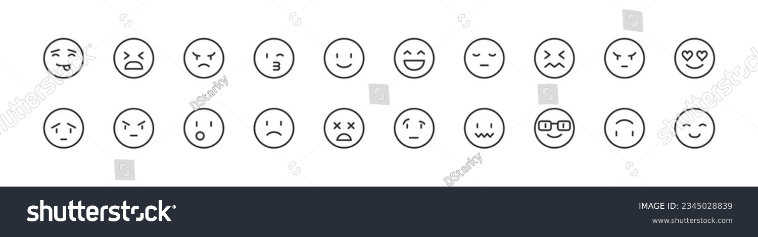 emoji set of simple line icons. Collection of web icons for UIUX design. Editable vector stroke 24x24 Pixel Perfect #2345028839