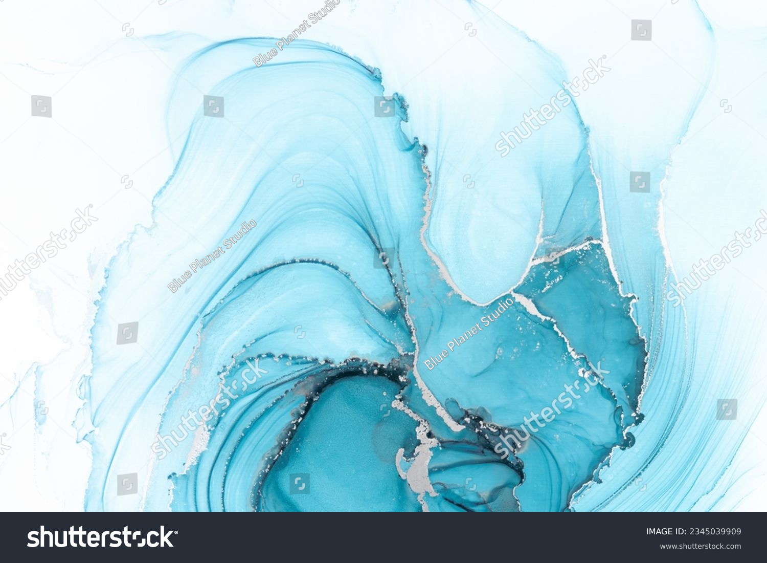 Marble ink abstract art from meticulous original painting abstract background . Painting was painted on high quality paper texture to create smooth marble background pattern of ombre alcohol ink . #2345039909