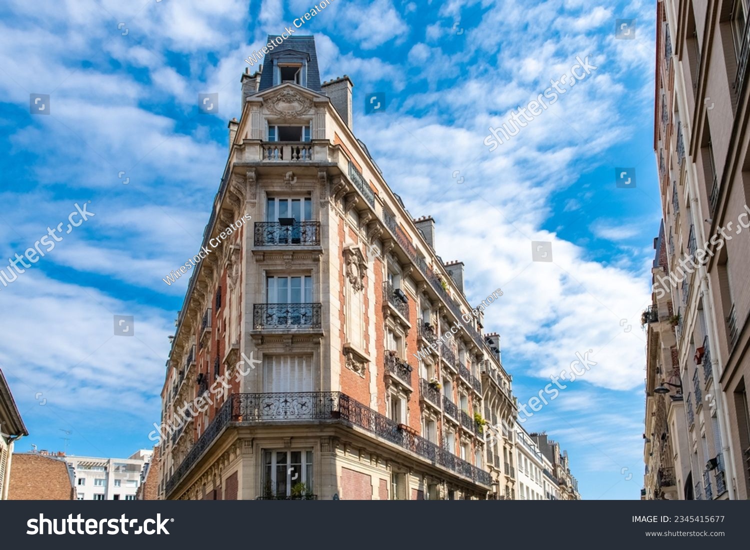 Paris, typical facades, beautiful buildings at Montmartre #2345415677