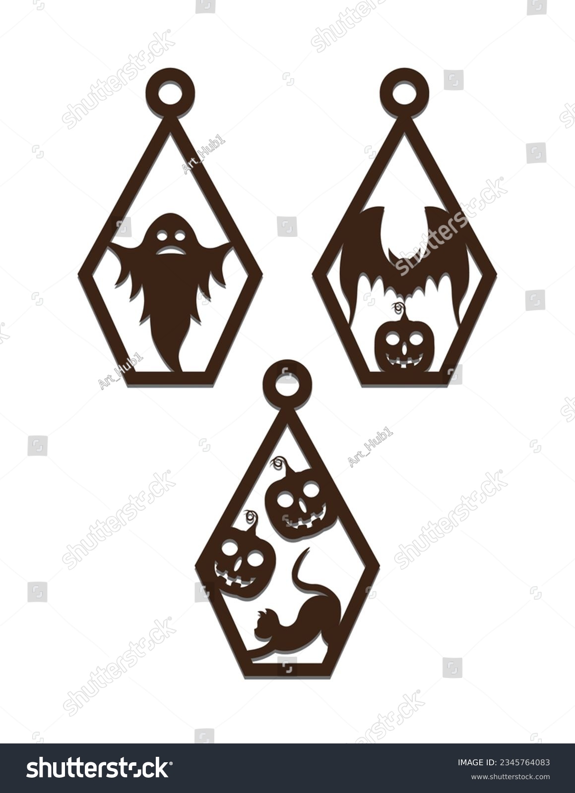 Scary Halloween Earring Template Svg Laser Cut Royalty Free Stock Vector 2345764083 0149