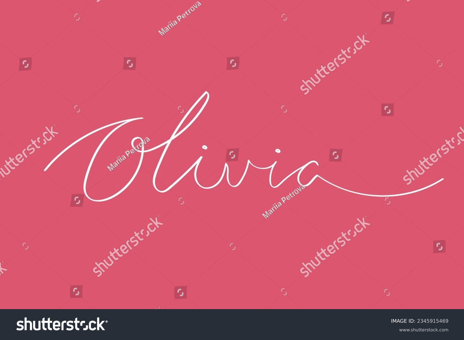 Female name Olivia. Girl’s name Handwritten lettering calligraphy typescript. Vector art #2345915469