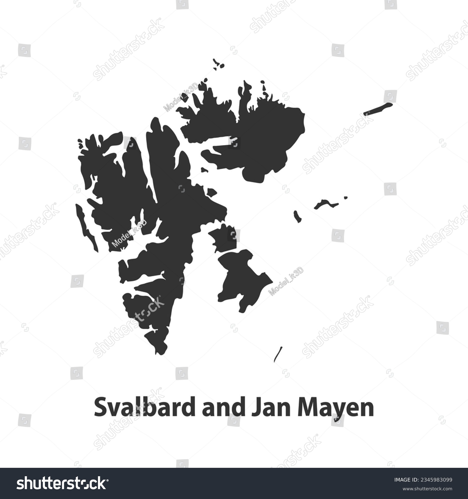 High quality Silhouette map of Svalbard and Jan - Royalty Free Stock ...