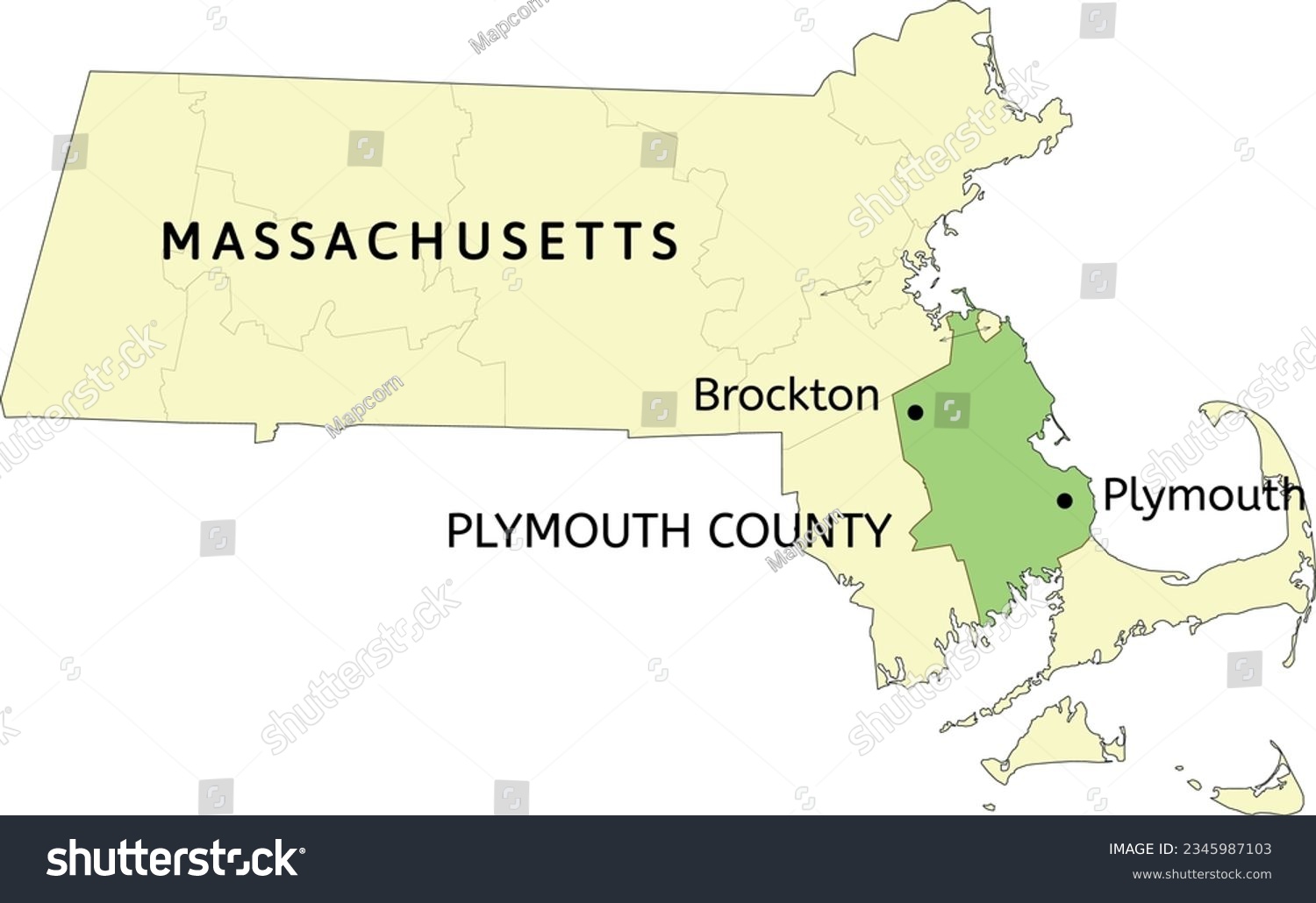 Plymouth County and cities of Plymouth and - Royalty Free Stock Vector ...