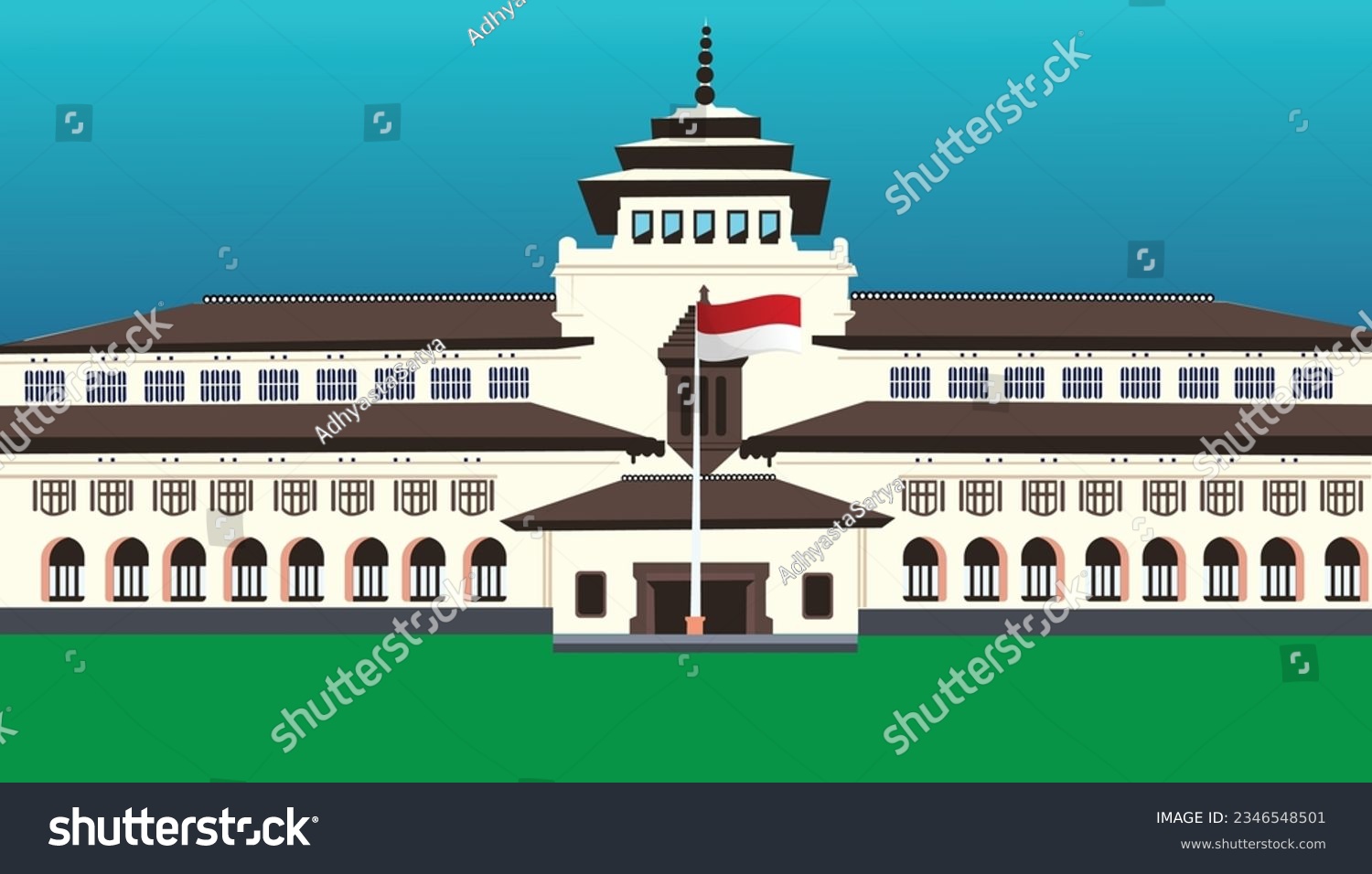 Gedung Sate Famous Landmark Building In Bandung Royalty Free Stock Vector 2346548501 7709