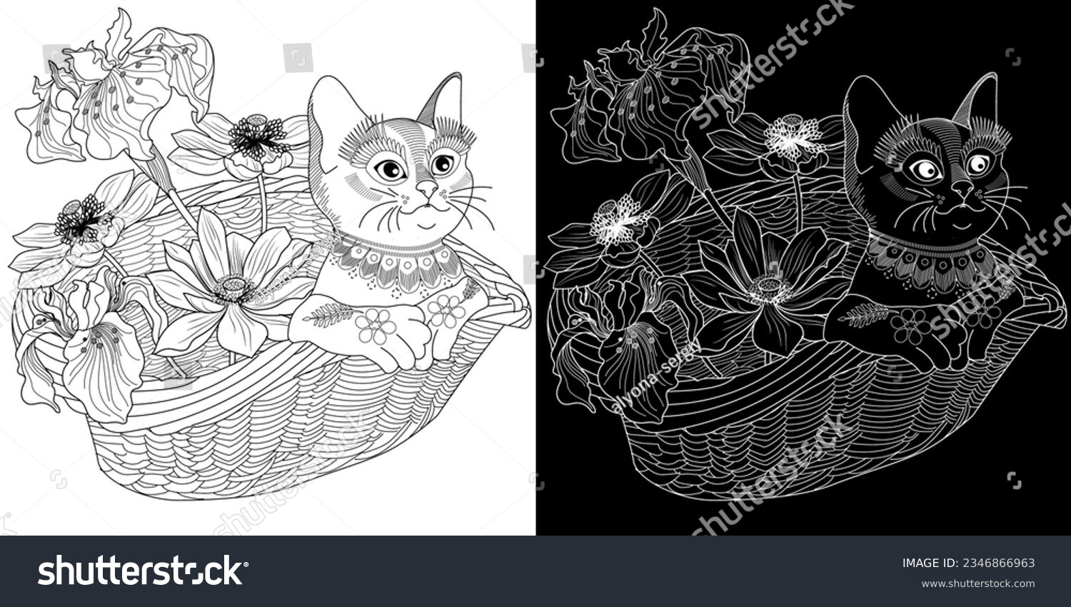 Antistress drawing for coloring. Basket of - Royalty Free Stock Vector ...