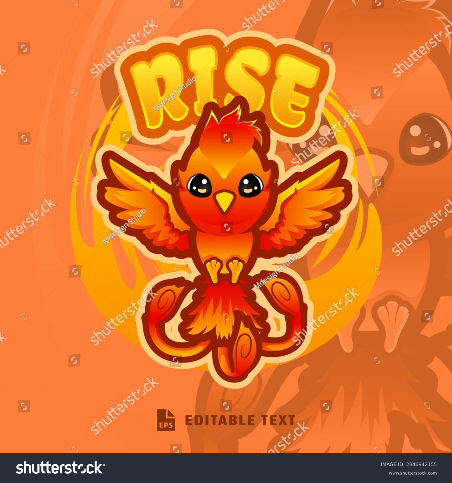 Cute Phoenix Logo Cartoon Mascot - Royalty Free Stock Vector 2346942155 ...