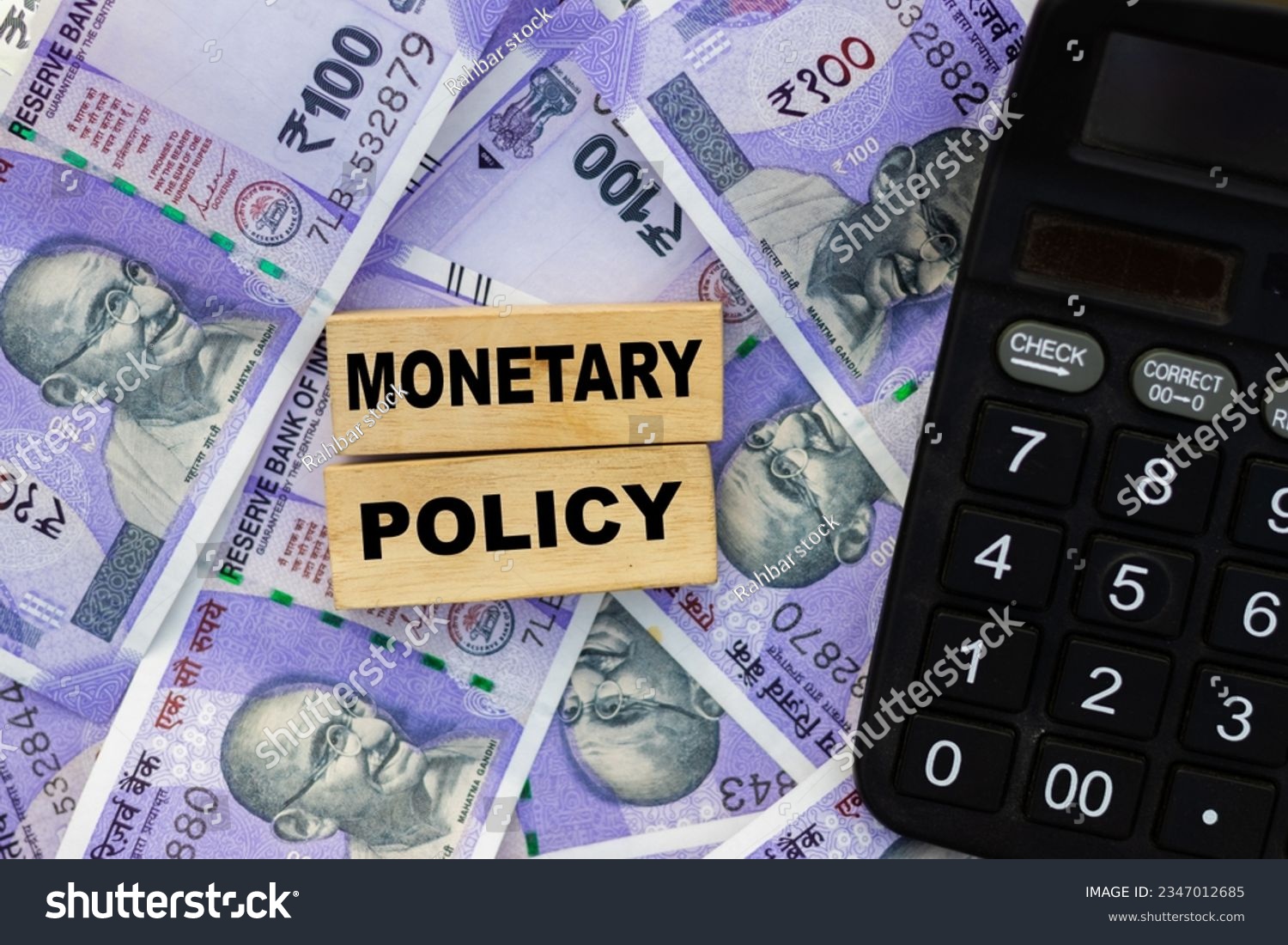 monetary policy word on wooden cube #2347012685