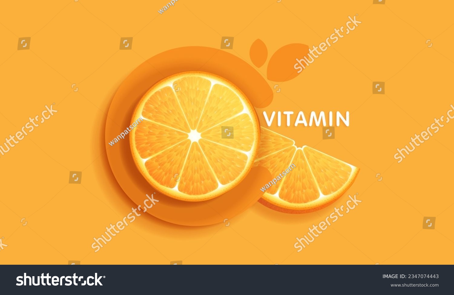 Orange fruits sliced top view on orange background. design for packaging presentation, advertising, cosmetic product display background. vitamin C nature. vector design. #2347074443