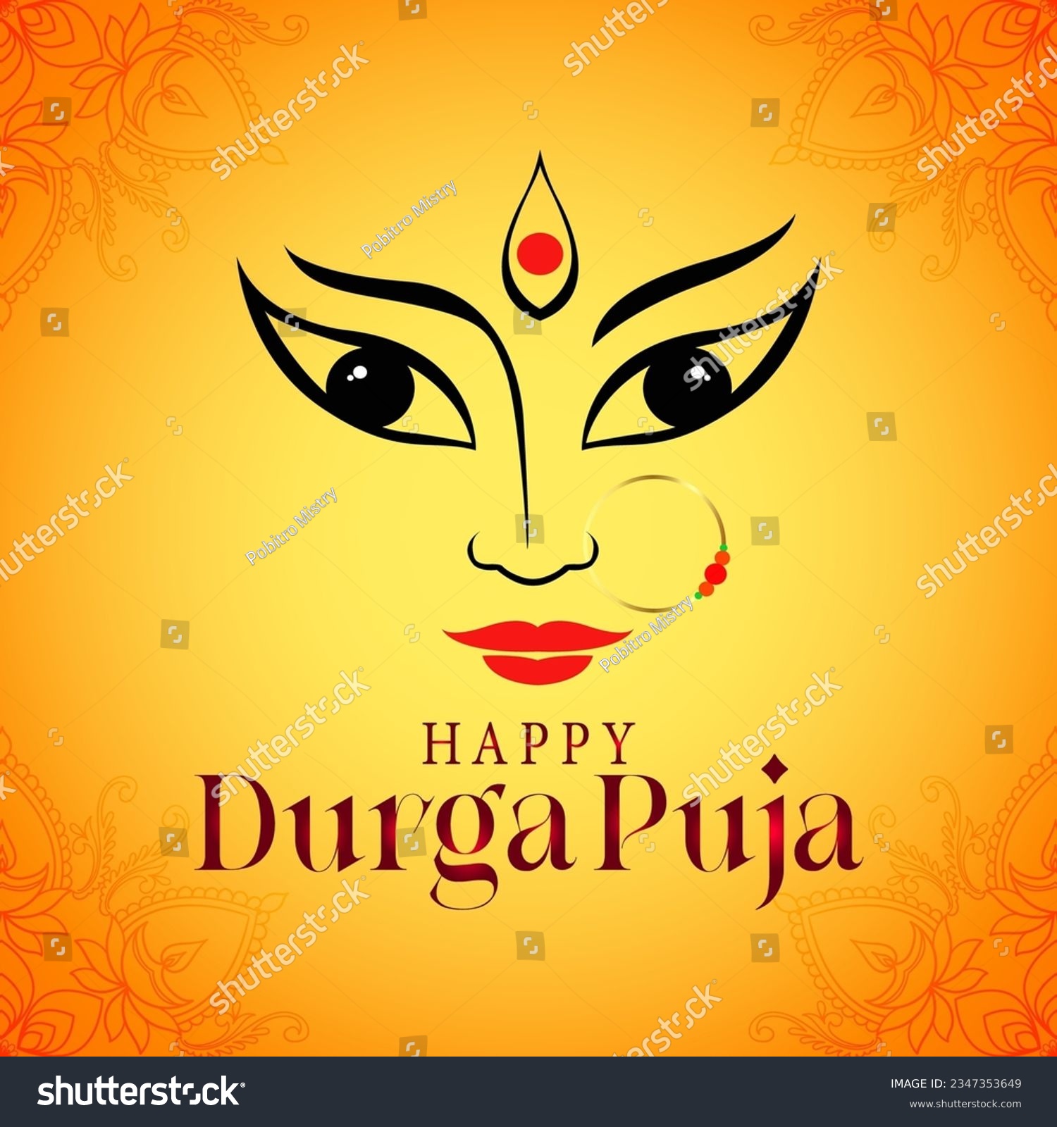 Happy durga puja festival card design, hindu - Royalty Free Stock ...