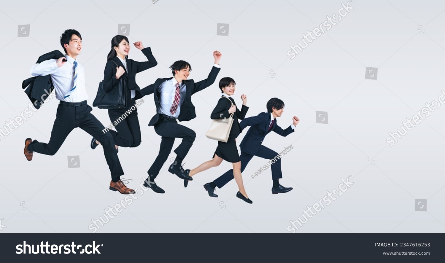 A group of  jumping young business people. #2347616253