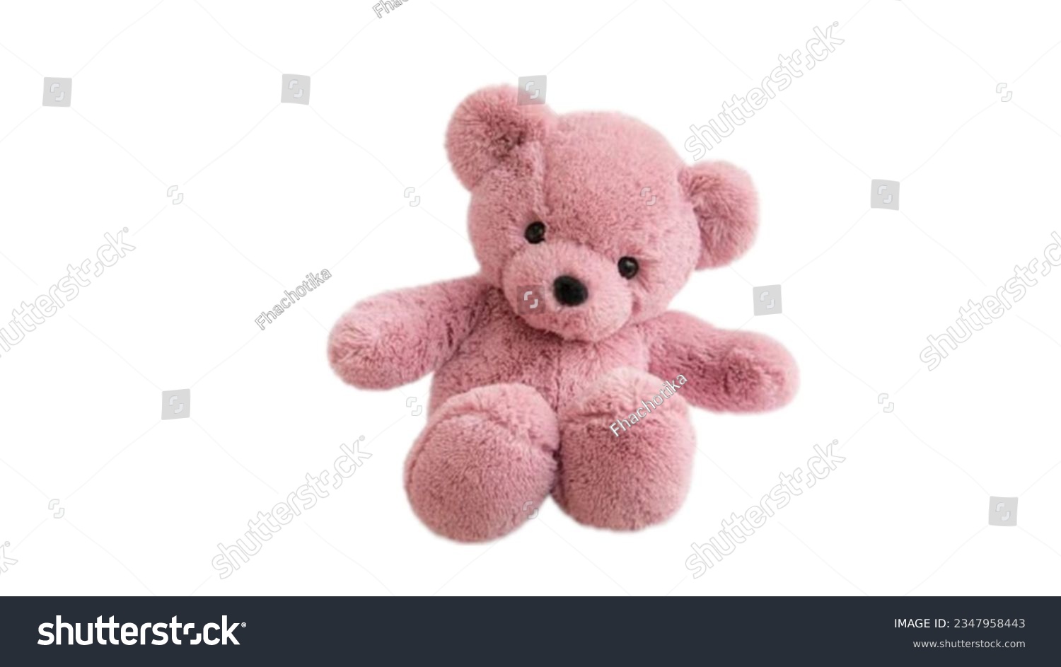 Cute pink teddy bear with white wallpaper. #2347958443
