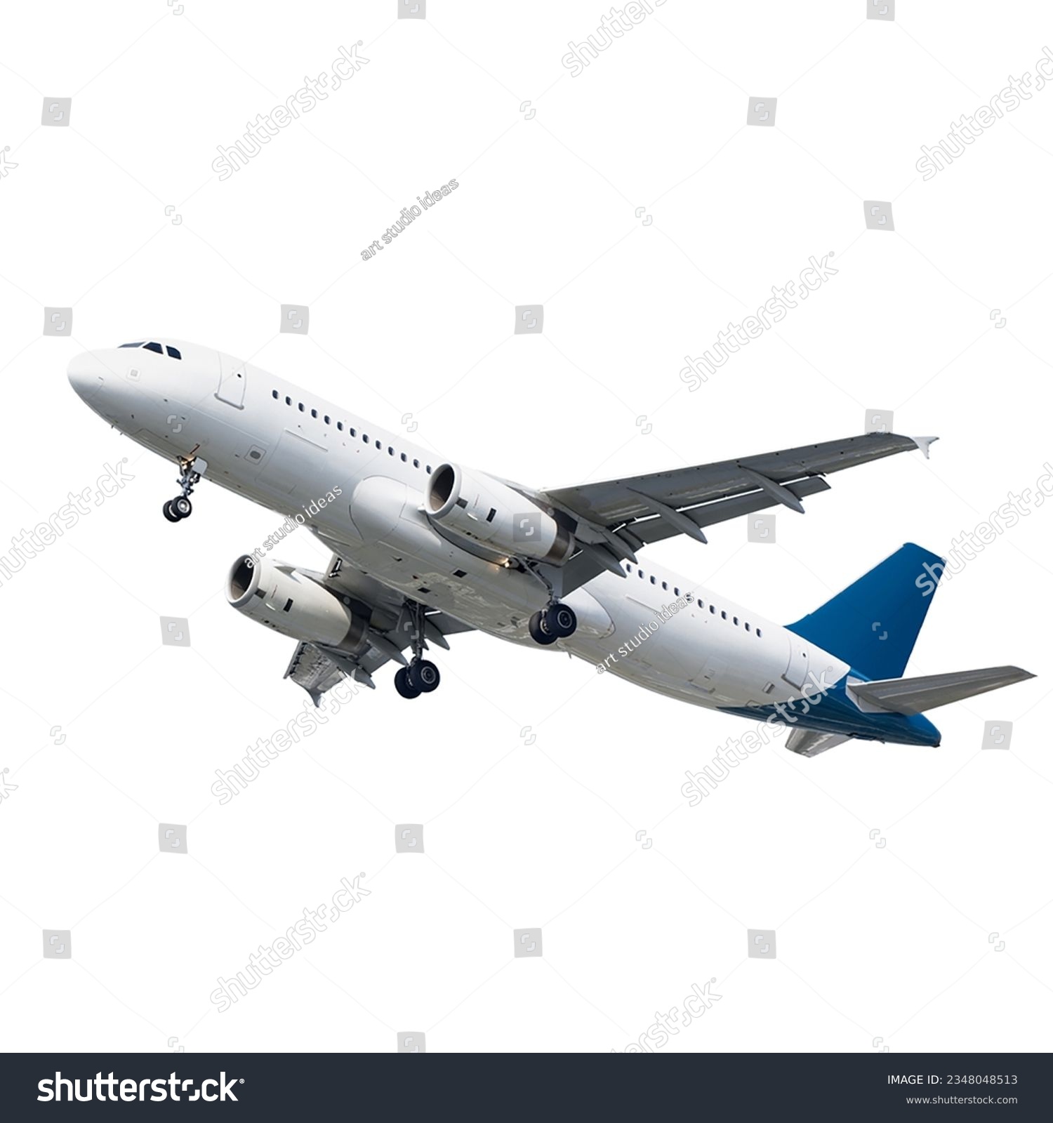 Airplane isolated on white background
.Model plane,airplane in white color mock up with checkered background.clipping path #2348048513